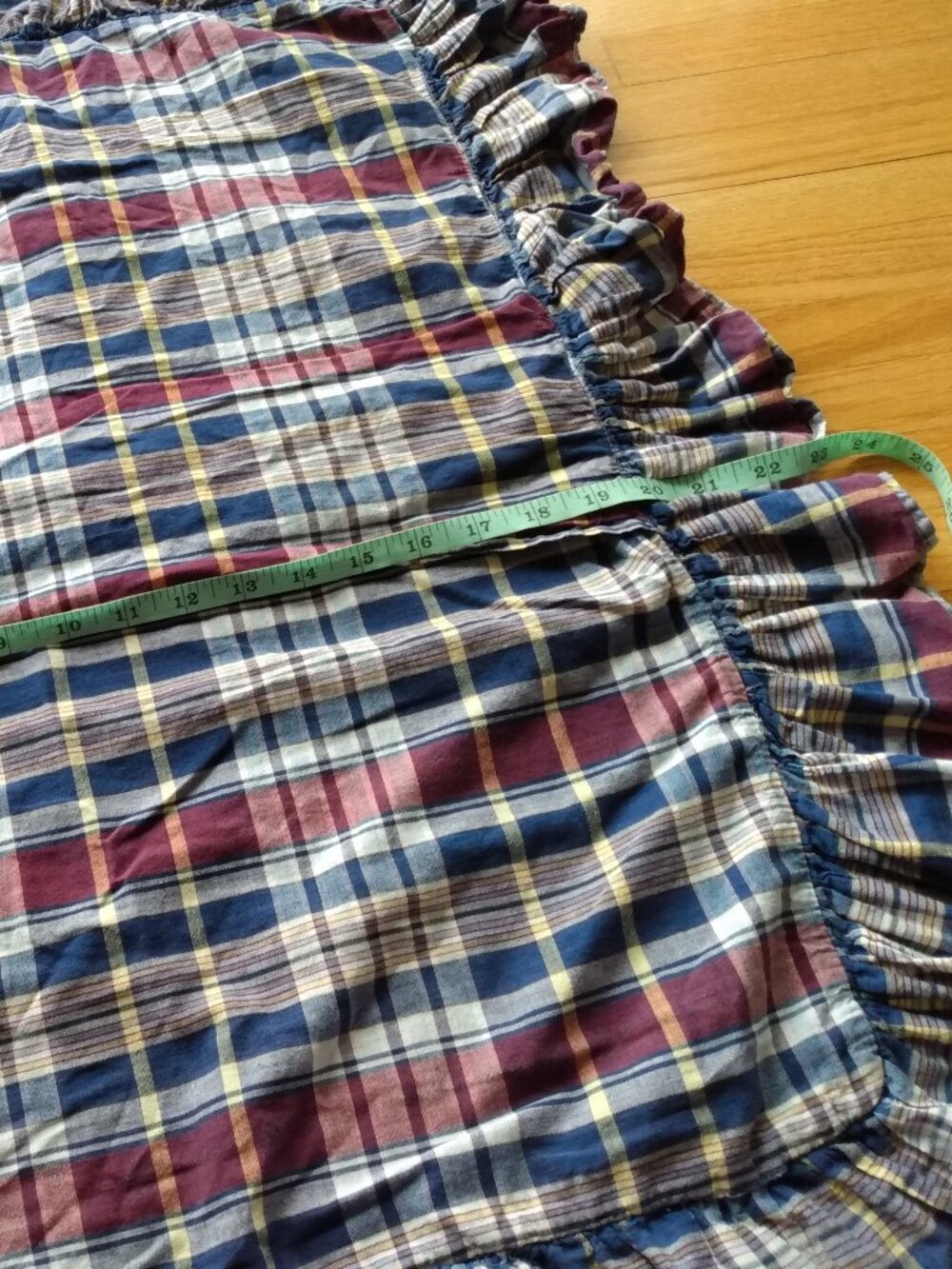 Vintage Ralph Lauren Polo Pillow Sham Madras Plaid Chambray Ruffle - Picture 7 of 14